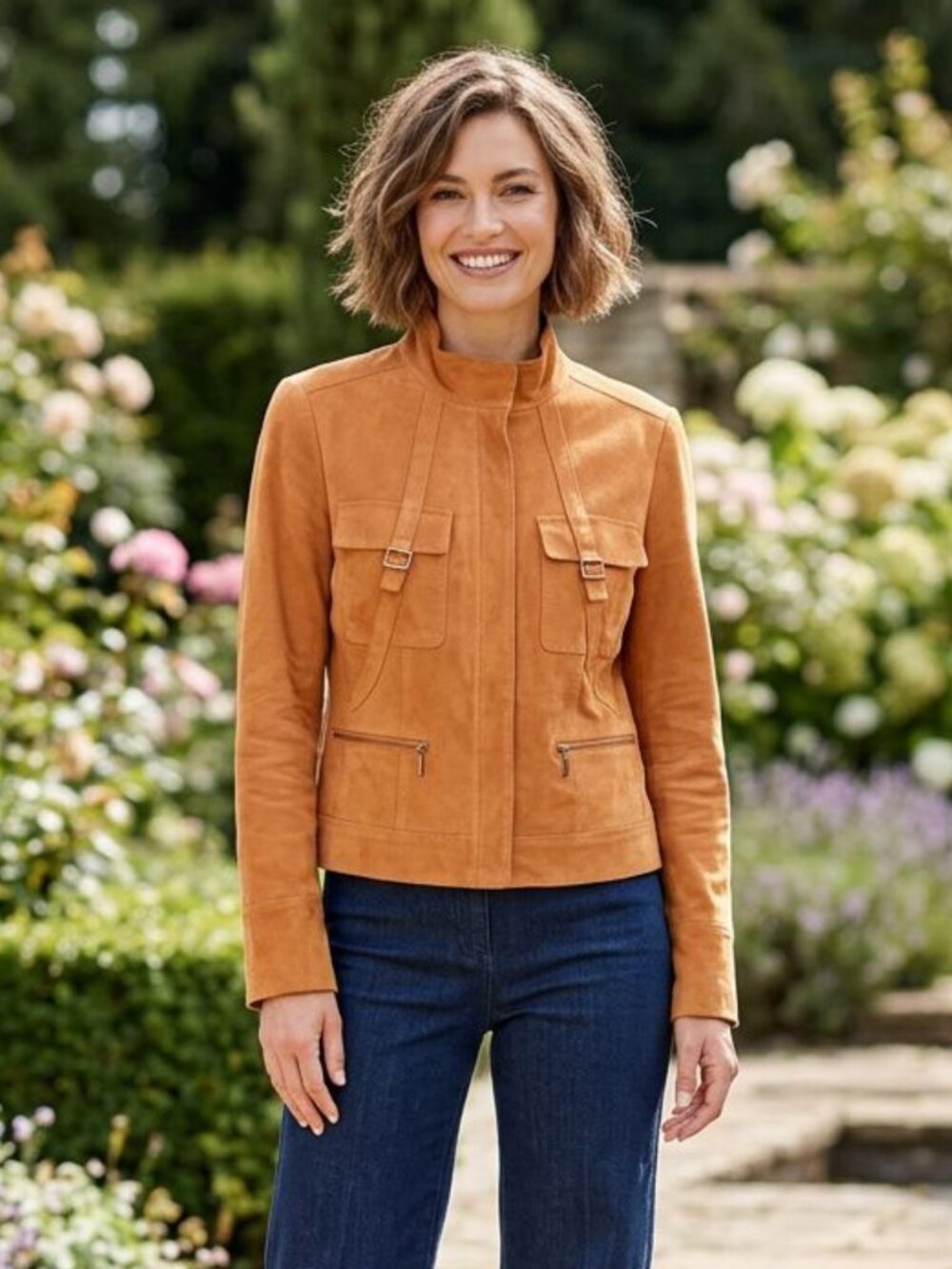 Lafayette 148 suede Mock Neck Jacket